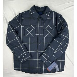 NWT Nautica Men's Sz L Tempasphere Windowpane Flannel Shirt Jacket snap-button